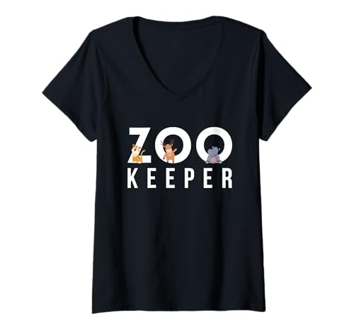 Damen Zookeeper Tierhalter T-Shirt mit V-Ausschnitt von Animal Care and Zoo Design