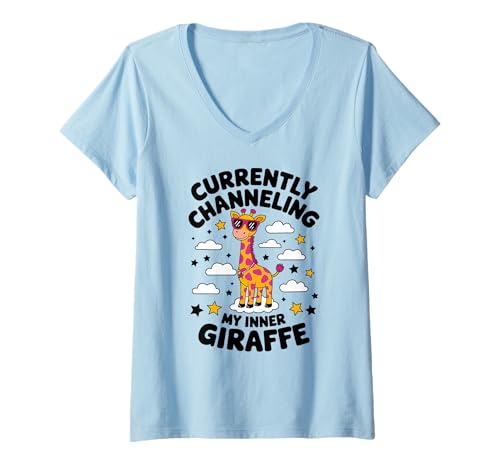 Damen Entfesseln Sie Ihre innere Giraffe T-Shirt mit V-Ausschnitt Damen Entfesseln Sie Ihre innere Giraffe T-Shirt mit V-Ausschnitt von Animal Chaos Club