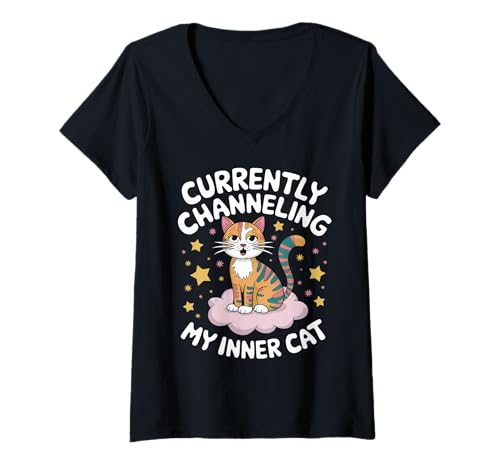 Damen Entfesseln Sie Ihre innere Katze T-Shirt mit V-Ausschnitt Damen Entfesseln Sie Ihre innere Katze T-Shirt mit V-Ausschnitt von Animal Chaos Club