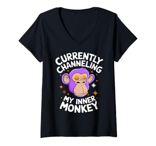 Damen Entfesseln Sie Ihren inneren Affen T-Shirt mit V-Ausschnitt Damen Entfesseln Sie Ihren inneren Affen T-Shirt mit V-Ausschnitt von Animal Chaos Club