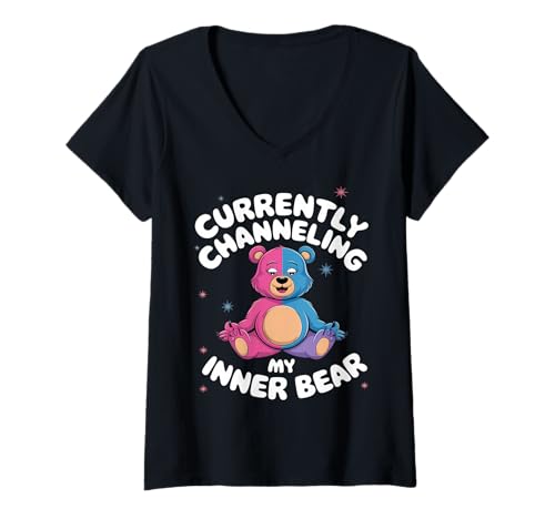 Damen Entfesseln Sie Ihren inneren Bären T-Shirt mit V-Ausschnitt Damen Entfesseln Sie Ihren inneren Bären T-Shirt mit V-Ausschnitt von Animal Chaos Club
