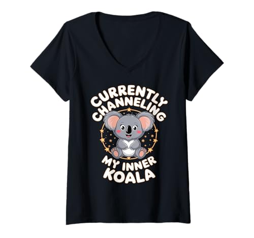 Damen Entfesseln Sie Ihren inneren Koala T-Shirt mit V-Ausschnitt Damen Entfesseln Sie Ihren inneren Koala T-Shirt mit V-Ausschnitt von Animal Chaos Club