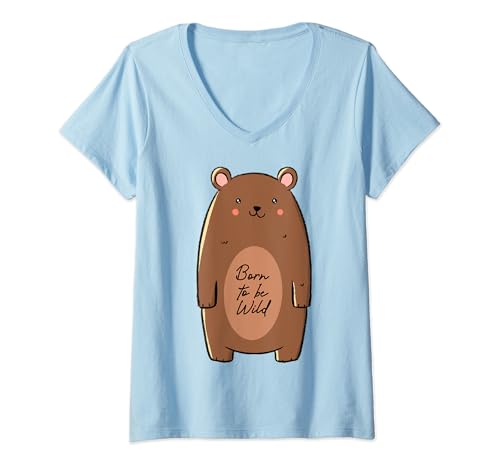 Damen Tierschutz-Shirt "Born To Be Wild" T-Shirt mit V-Ausschnitt von Animal Conservation Tees - By The Charity Co