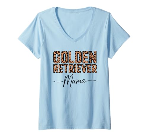 Damen Leopardenmuster Golden Retriever Mama GR Hund Goldie T-Shirt mit V-Ausschnitt Damen Leopardenmuster Golden Retriever Mama GR Hund Goldie T-Shirt mit V-Ausschnitt von Animal Dog Lover Gifts