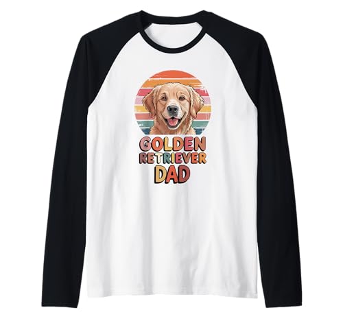 Herren Retro Golden Retriever Dad GR Dog Goldie Raglan von Animal Dog Lover Gifts