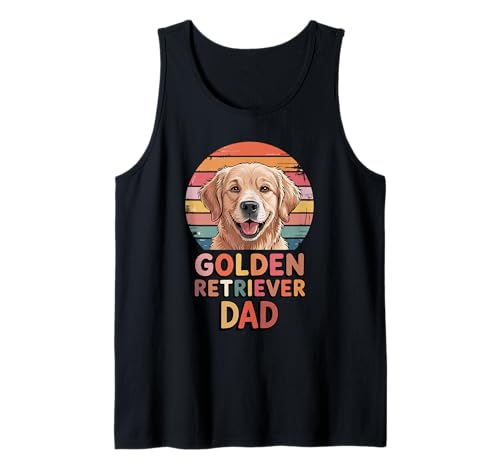 Herren Retro Golden Retriever Dad GR Dog Goldie Tank Top von Animal Dog Lover Gifts