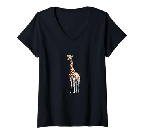 Damen Giraffe T-Shirt mit V-Ausschnitt Damen Giraffe T-Shirt mit V-Ausschnitt von Animal Giraffe Designs
