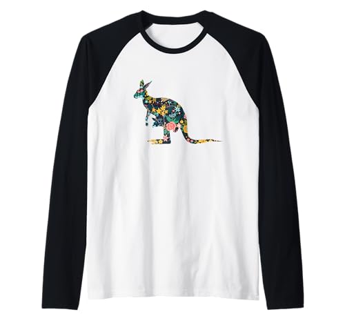 Floral Kangaroo Silhouette Damen Mädchen Grafik Känguru Raglan Floral Kangaroo Silhouette Damen Mädchen Grafik Känguru Raglan von Animal Kangaroo Floral Silhouette Kangaroo Lover