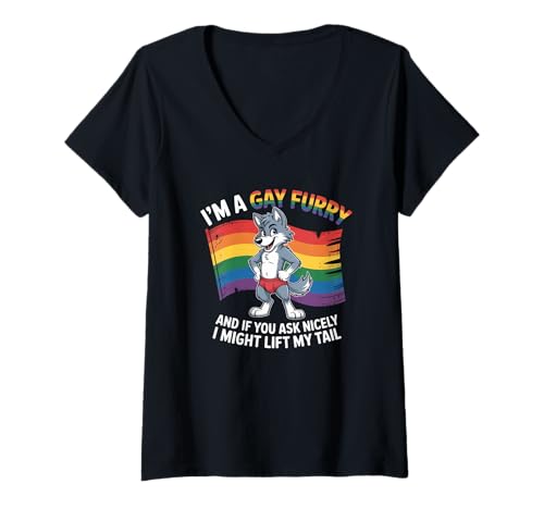 Damen Ich Bin EIN schwuler Furry Pride Month Gay LGBTQ Rainbow Fox T-Shirt mit V-Ausschnitt Damen Ich Bin EIN schwuler Furry Pride Month Gay LGBTQ Rainbow Fox T-Shirt mit V-Ausschnitt von Animal LGBT Fans - DressedForDuty