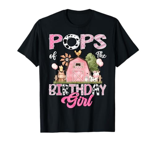 Pops of The Birthday Girl Bauernhof Kuh Pink 1. Geburtstag T-Shirt von Animal Lover Pink Farm Family Tees
