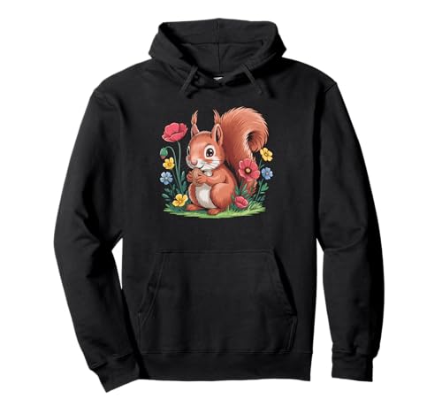 Niedliches Eichhörnchen mit Blumen I Kids Kawaii Eichhörnchen Nager Pullover Hoodie Niedliches Eichhörnchen mit Blumen I Kids Kawaii Eichhörnchen Nager Pullover Hoodie von Animal Lover Squirrel Art I Cartoon Squirrel