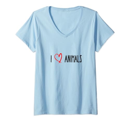 Damen Ich liebe Tiere Herz Alle Tierarten T-Shirt mit V-Ausschnitt Damen Ich liebe Tiere Herz Alle Tierarten T-Shirt mit V-Ausschnitt von Animal Lover Zoologist Farmer Zoo Keeper Vet Tech