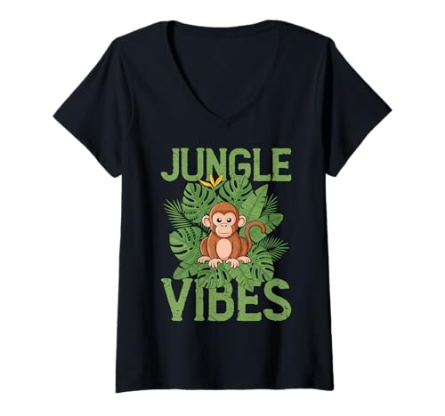 Damen Tier - Jungle Vibes T-Shirt mit V-Ausschnitt von Animal Mood Apparel