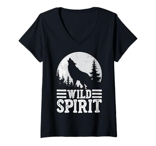 Damen Tier - Wild Spirit T-Shirt mit V-Ausschnitt von Animal Mood Apparel