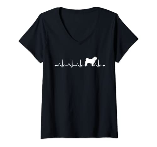 Damen Mops Herzschlag für Hunde, Mutter, Tierliebhaber, Shirt T-Shirt mit V-Ausschnitt von Animal Paw Rescue Apparel