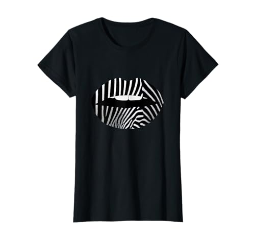 Damen Zebra Muster Lippen Bekleidung Zebras Streifen Fell Druck T-Shirt von Animal Print Bekleidungs & Geschenkideen