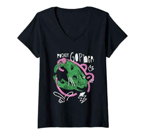 Damen Pocket Gopher Skull - Lustige Tiergrafik T-Shirt mit V-Ausschnitt Damen Pocket Gopher Skull - Lustige Tiergrafik T-Shirt mit V-Ausschnitt von Animal Pun Art