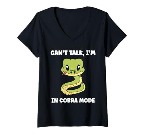 Damen Simple Snake reptile quote can't talk i'm a Cobra T-Shirt mit V-Ausschnitt von Animal Snakes Cobra Snake Lover Funny