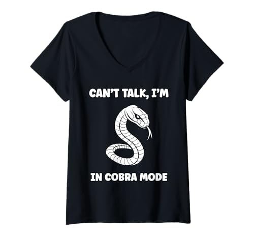 Damen Simple Snake reptile quote can't talk i'm a Cobra T-Shirt mit V-Ausschnitt von Animal Snakes Cobra Snake Lover Funny