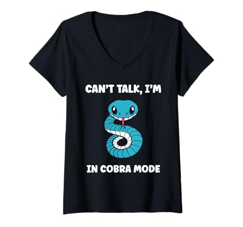 Damen Simple Snake reptile quote can't talk i'm a Cobra T-Shirt mit V-Ausschnitt von Animal Snakes Cobra Snake Lover Funny