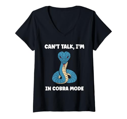 Damen Simple Snake reptile quote can't talk i'm a Cobra T-Shirt mit V-Ausschnitt von Animal Snakes Cobra Snake Lover Funny