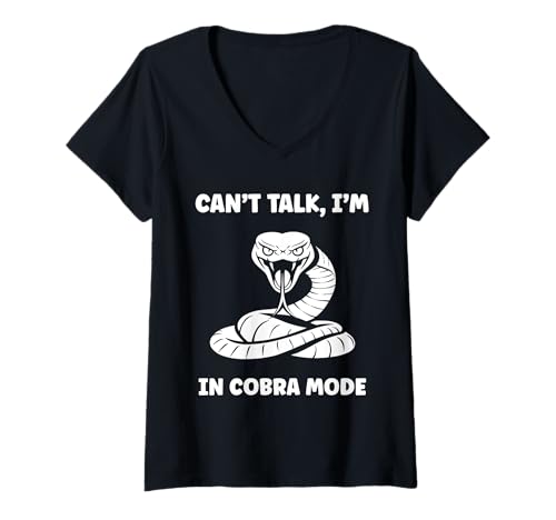 Damen Simple Snake reptile quote can't talk i'm a Cobra T-Shirt mit V-Ausschnitt von Animal Snakes Cobra Snake Lover Funny
