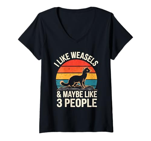 Damen Ich mag Wiesel und vielleicht 3 Leute T-Shirt mit V-Ausschnitt Damen Ich mag Wiesel und vielleicht 3 Leute T-Shirt mit V-Ausschnitt von Animal Weasel Design