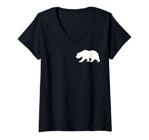 Damen Eisbär Pocket Awesome Bear T-Shirt mit V-Ausschnitt von Animal Wildlife Apperal Company