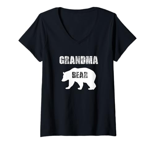 Damen Oma Bär Großmutter Eisbär T-Shirt mit V-Ausschnitt von Animal Wildlife Apperal Company