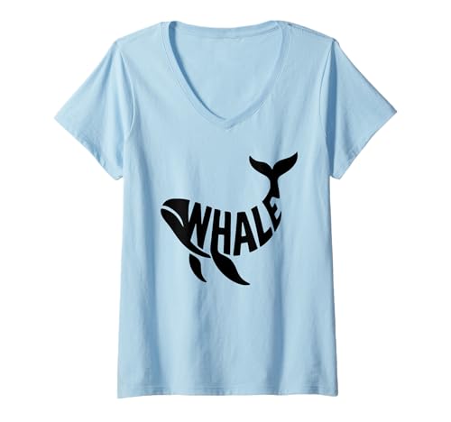 Damen Minimalistisches Wal-Wortkunst-Design für Liebhaber von Meereslebewesen T-Shirt mit V-Ausschnitt Damen Minimalistisches Wal-Wortkunst-Design für Liebhaber von Meereslebewesen T-Shirt mit V-Ausschnitt von Animal Word Art Designs by Geeksta
