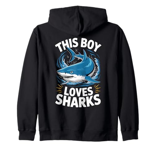 This Boy Loves Sharks, lustiges Hai- und Ozean-Design für Jungen Kapuzenjacke This Boy Loves Sharks, lustiges Hai- und Ozean-Design für Jungen Kapuzenjacke von Animal and Wildlife Lovers Designs