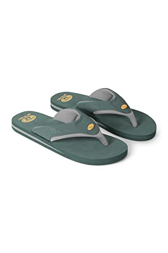 Animal Jekyl recycelte Flip-Flops für Herren - leichte und bequeme Slip-on Schuhe mit weich gepolsterten oberen Riemen - am besten für Herbst Winter und Strand Grün Herren-Schuhgröße 42 DE von Animal