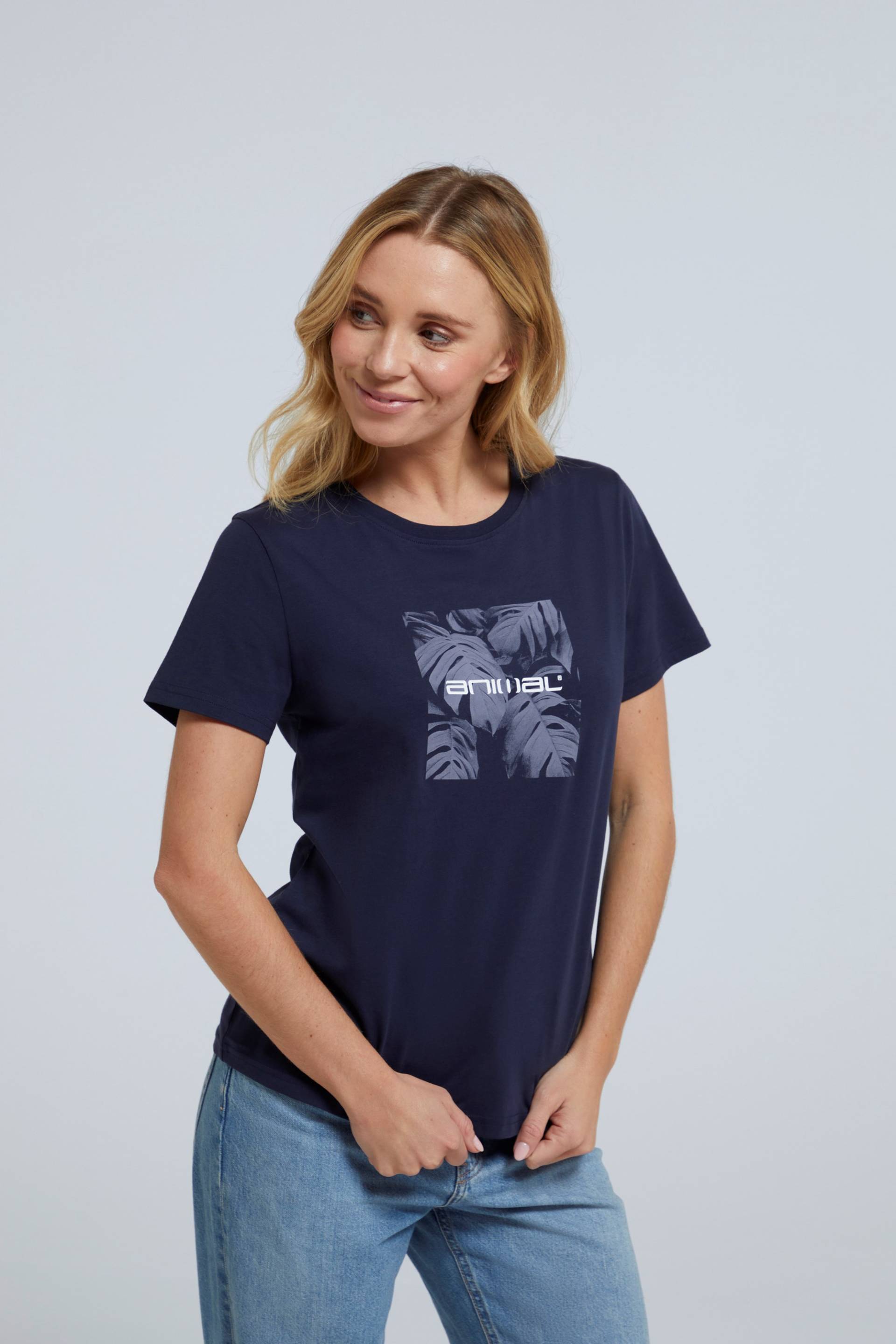 Carina Bio-Baumwoll Damen T-Shirt mit Grafikdesign - Marineblau von Animal