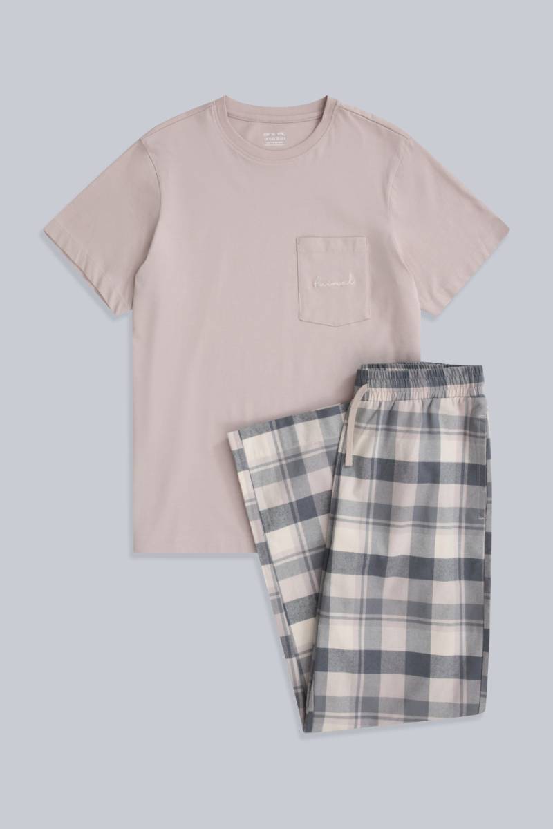 Driftoff Kariertes Damen Pyjama-Set - Beige von Animal