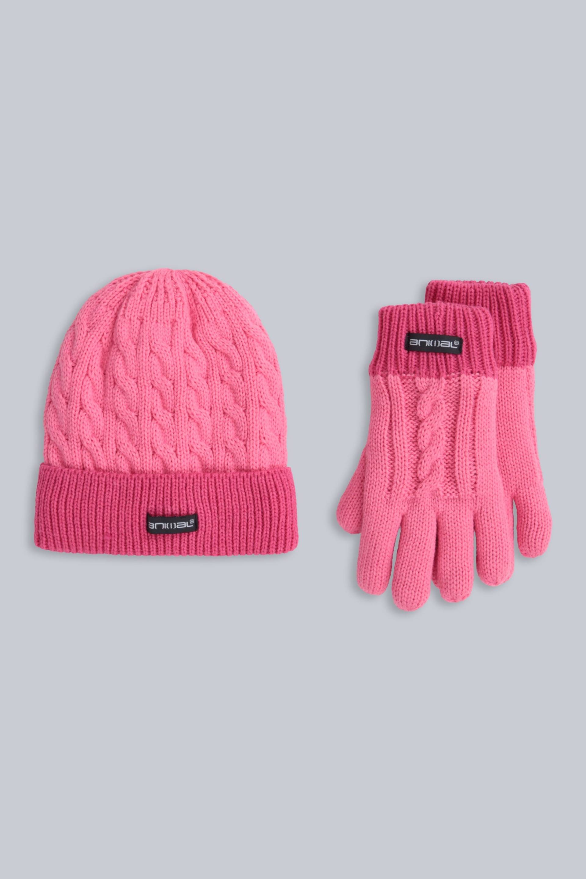 Fellgefüttertere Kindermütze & Handschuh-Set - Rosa von Animal