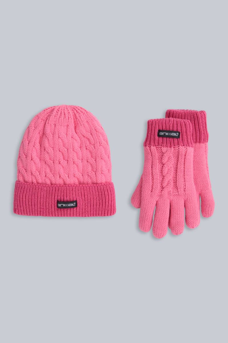 Fellgefüttertere Kindermütze & Handschuh-Set - Rosa von Animal