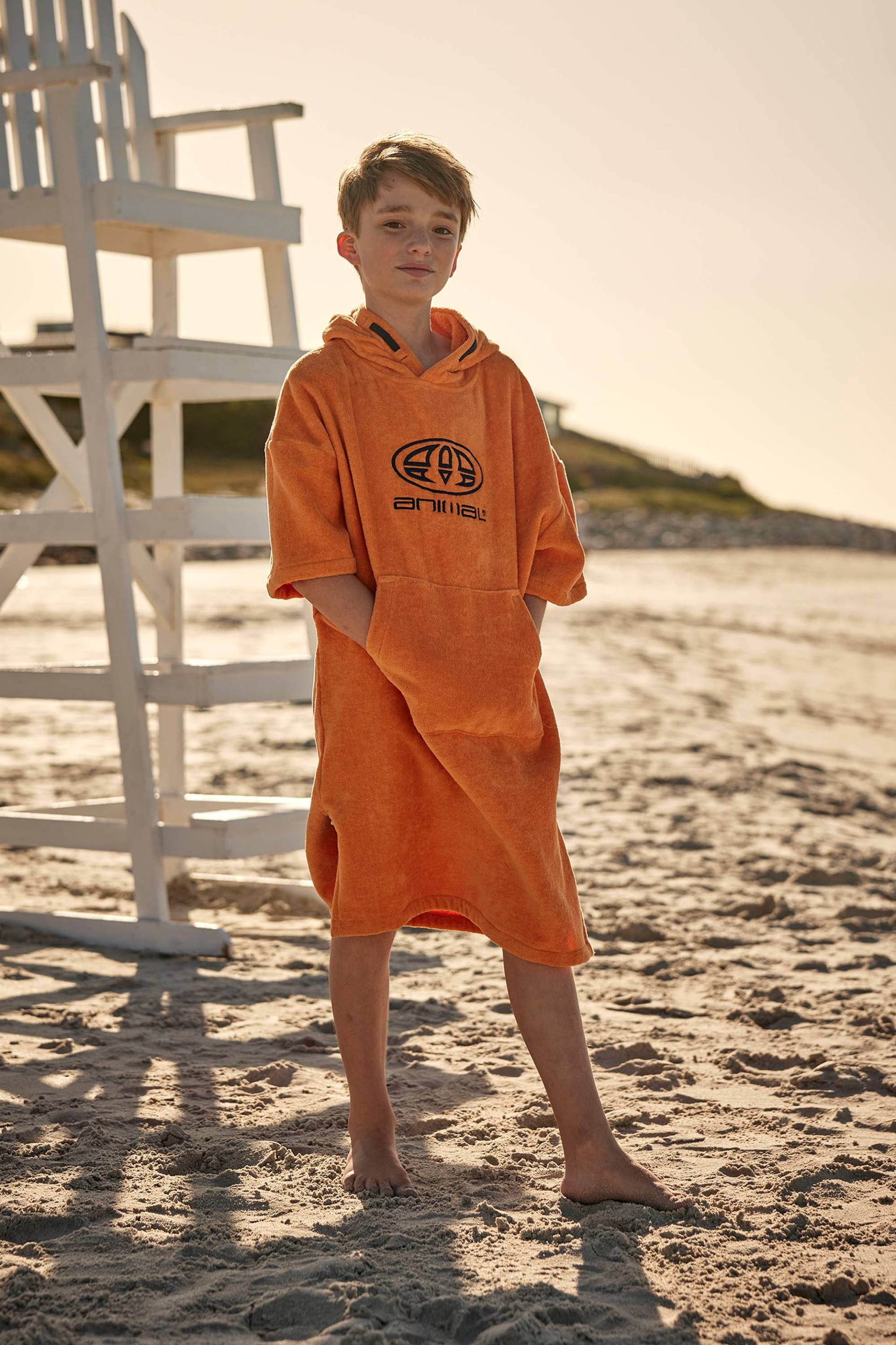 Gill Kinder Bio-Baumwoll Frottee-Poncho - Orange von Animal