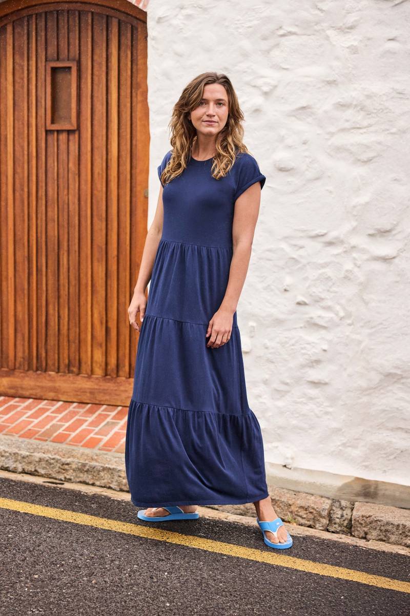 Jersey Maxistufenkleid für Damen - Marineblau Jersey Maxistufenkleid für Damen - Marineblau von Animal
