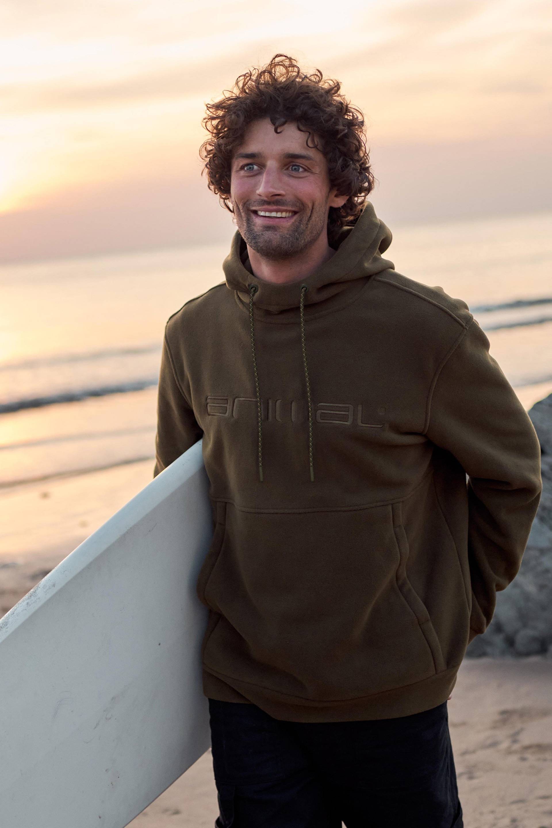 Louis Logo Herren Fleece-Kapuzenpullover - Khaki Louis Logo Herren Fleece-Kapuzenpullover - Khaki von Animal