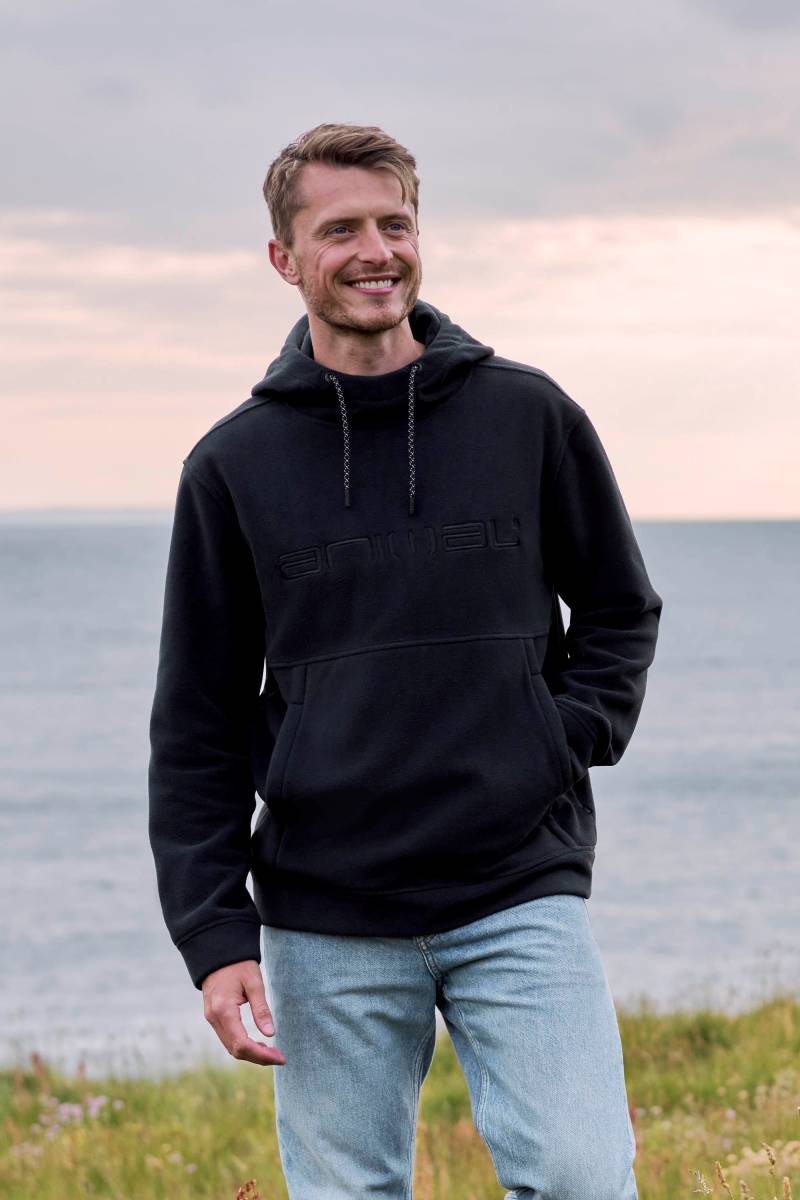 Louis Logo Herren Fleece-Kapuzenpullover - Schwarz von Animal