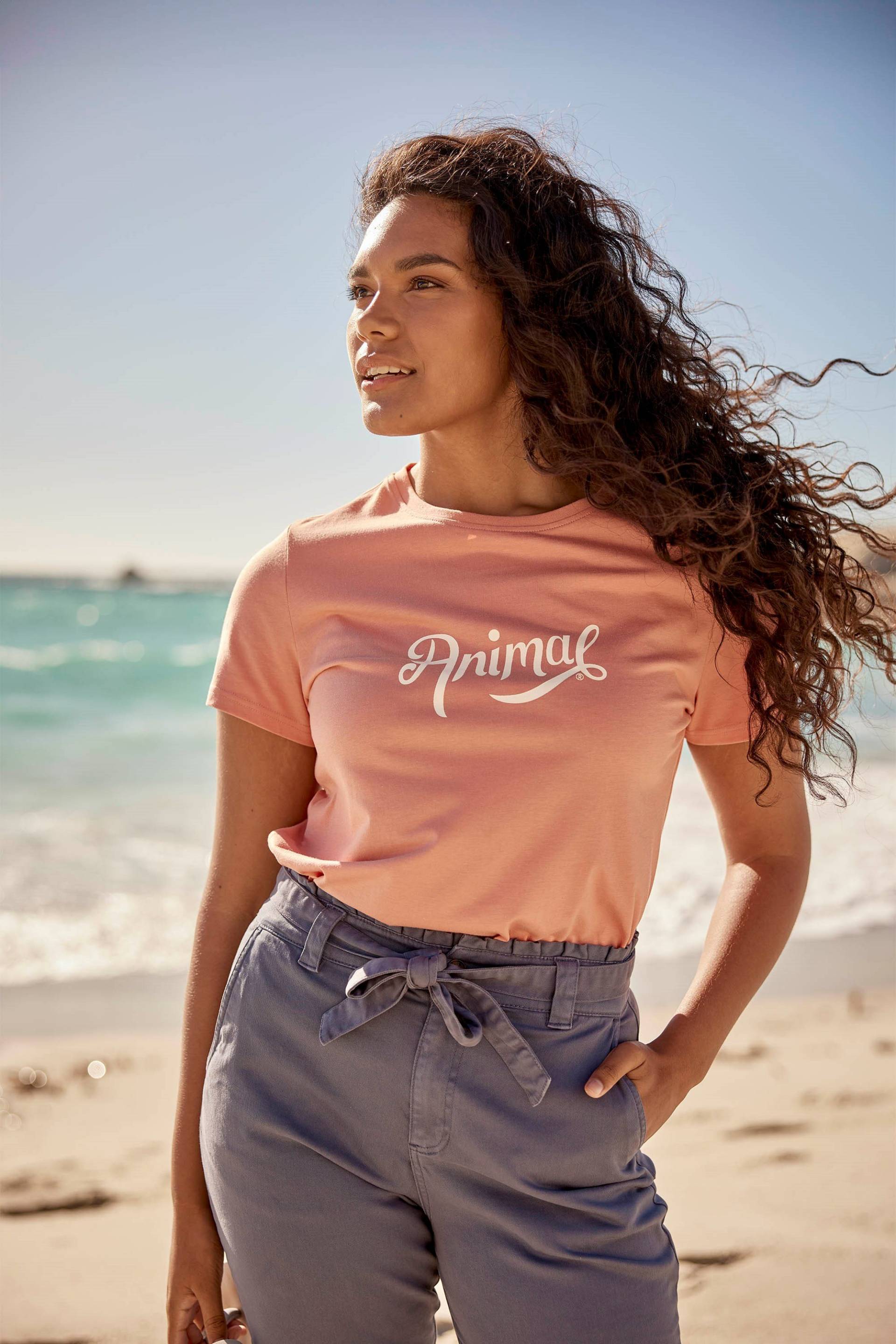 Marina Bio-Baumwoll Damen T-Shirt mit Logo - Pink von Animal