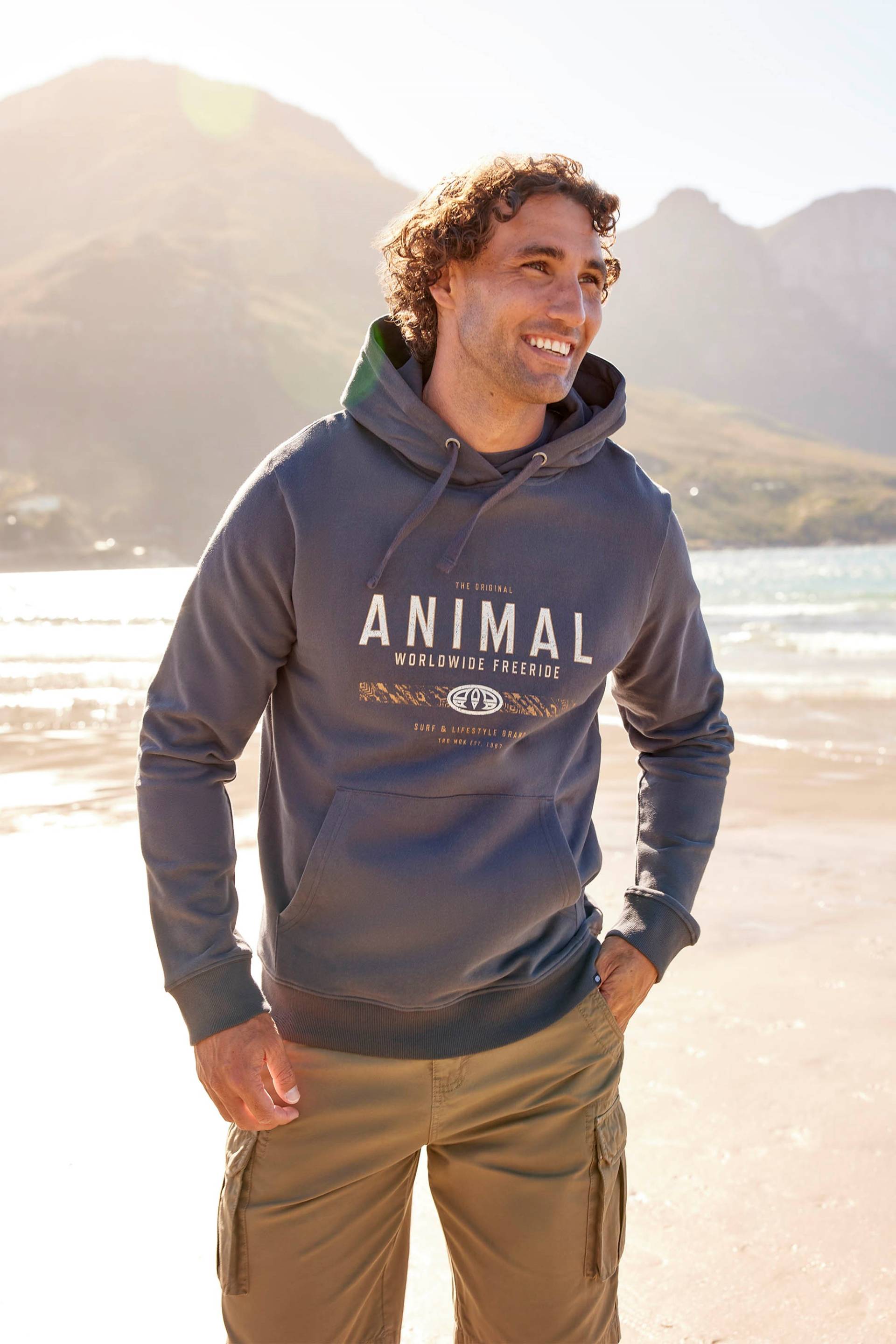 River Bio-Baumwoll Herren-Kapuzenpullover - Grau von Animal