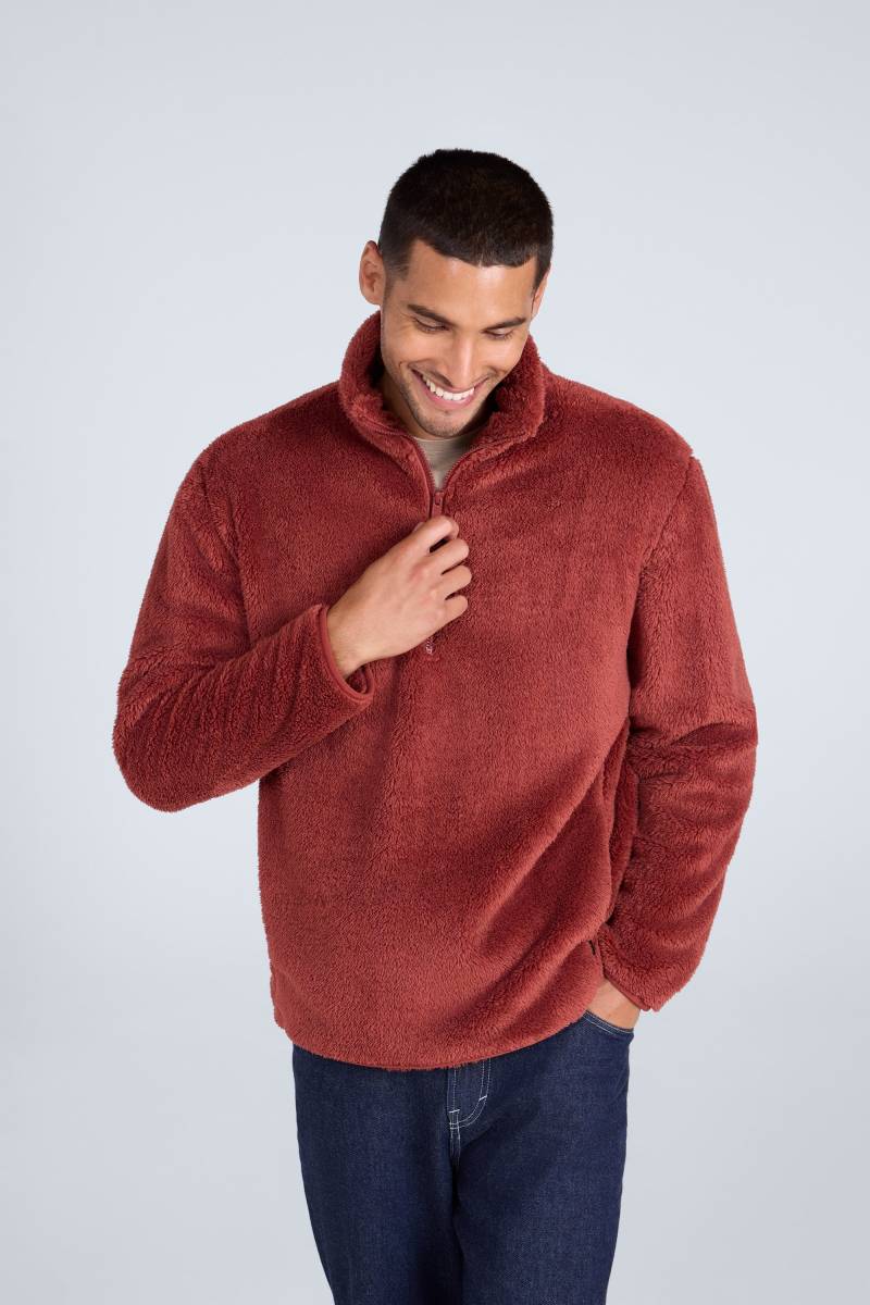 Teddy Herren-Fleecejacke mit halbem Reißverschluss - Rot Teddy Herren-Fleecejacke mit halbem Reißverschluss - Rot von Animal