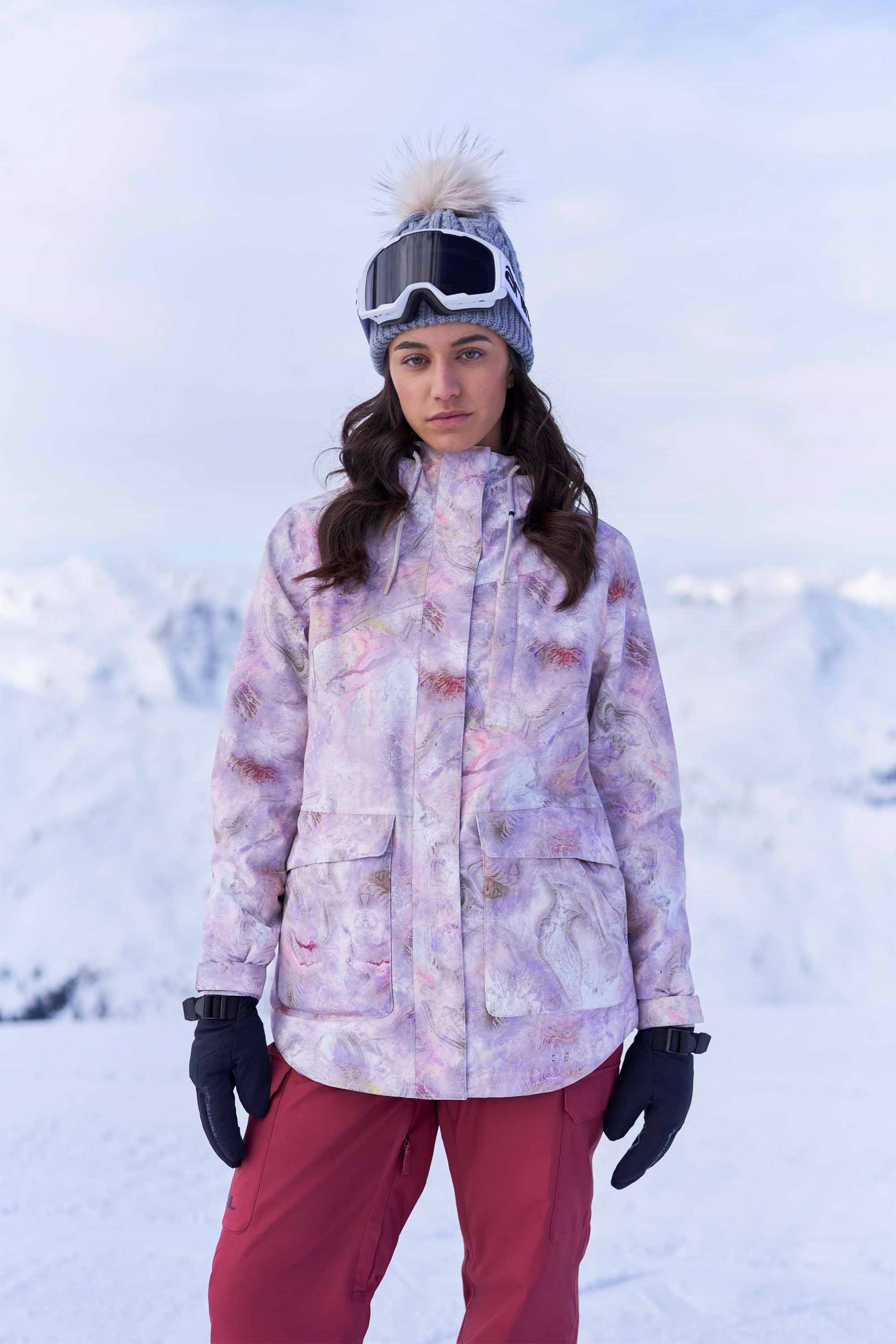 Tignes Gemusterte Schneejacke für Damen - Rosa von Animal