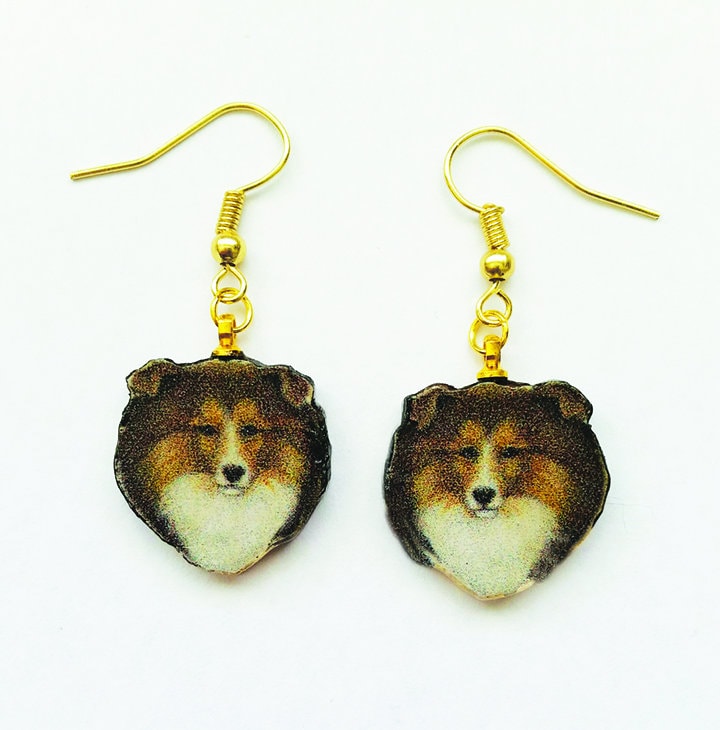 Shetland Sheepdog Sheltie Ohrringe Baumeln von AnimalArtandJewelry