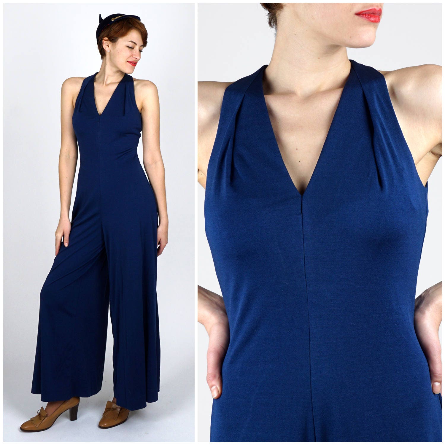 Jahrgang 1970 Marineblaues Weites Bein Ausgestattet Overall Von Estevez | Kleine von AnimalHeadVintage