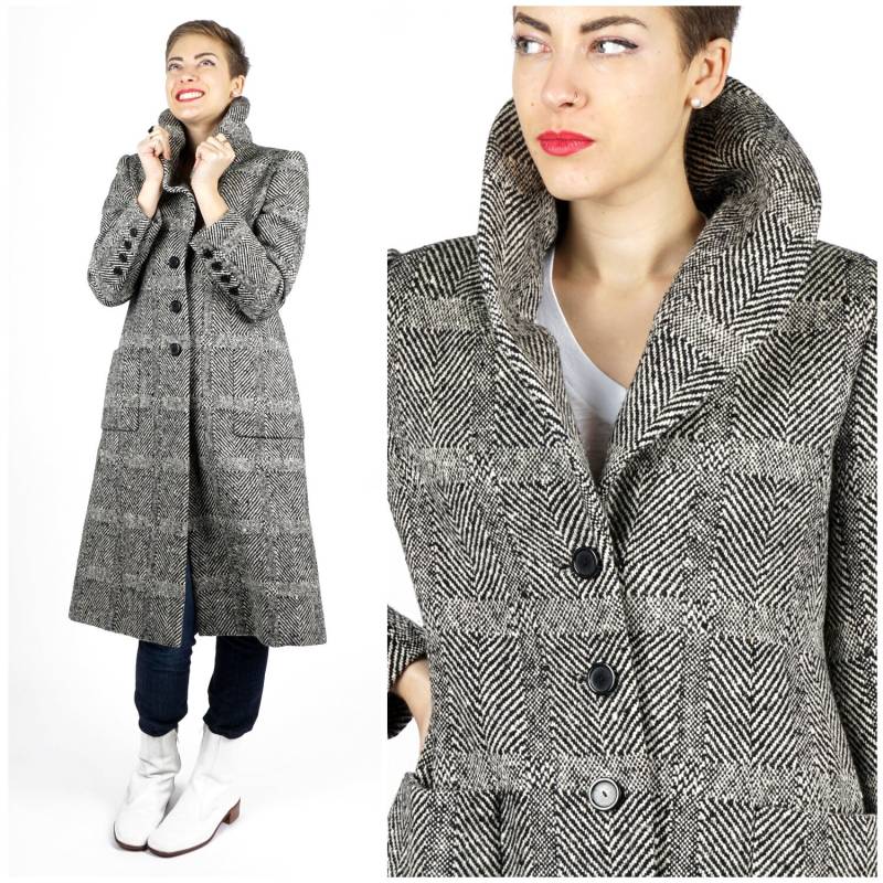 Vintage 1950Er Jahre Schwarz & Weiß Tweed Stricken Mantel Von Norell Für I. Magnin | Xs/Klein Vintage 1950Er Jahre Schwarz & Weiß Tweed Stricken Mantel Von Norell Für I. Magnin | Xs/Klein von AnimalHeadVintage