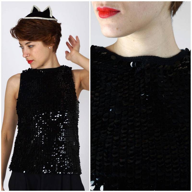 Vintage 1960Er Jahre Schwarzes Oberteil | Xs/Klein Vintage 1960Er Jahre Schwarzes Oberteil | Xs/Klein von AnimalHeadVintage