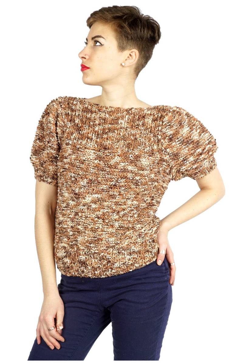 Vintage 1960S Braun & Beige Stretch Strick Pullover | Mittel Vintage 1960S Braun & Beige Stretch Strick Pullover | Mittel von AnimalHeadVintage