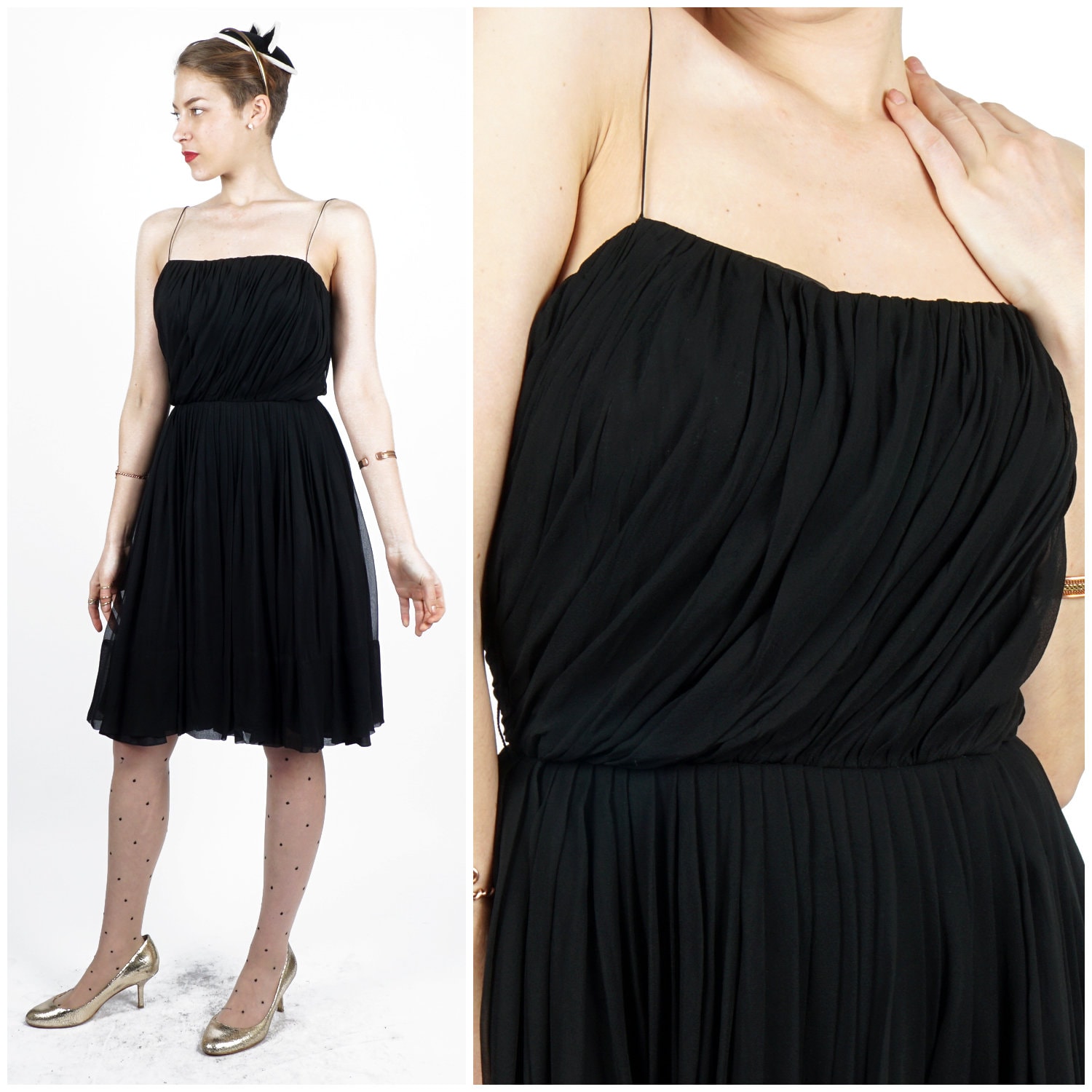 Vintage 1960S Party Kleid Aus Chiffon Mit Drapierung Von I. Magnin | Klein von AnimalHeadVintage